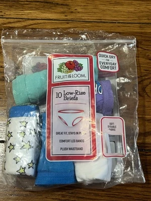 Fruit Of The Loom 低腰内裤 尺寸 8 女孩 5 包 全新(开装式 pkg) — 第 1/4 张图片