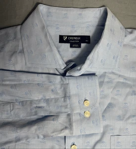 Cremieux Classics Shirt Mens L Blue Skulls Cotton Pocket Classic Button-Down - Picture 1 of 8