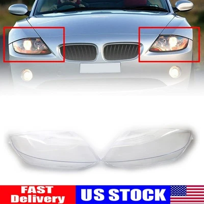Pair Fits For BMW Z4 E85 2003-2008 Car Headlight Lens Cover Headlamp Shell Clear Foto 1 de 4