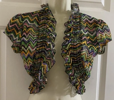 Women Drama Gold Short Sleeve Front Multicolor Shrug Size M - Image 1 of 4