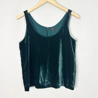 J.Crew Dark Green Velvet Tank Top Layer Holiday Festive Dressy Size 4 Women's - Image 1 of 3