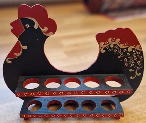 Sehr schön bemalter Holzständer zur Aufbewahrung von Eiern, Bauernmalerei, 33 cm - Bild 1 von 2