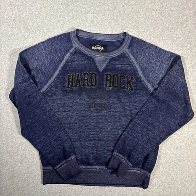 Hard Rock Orlando Burn Out T-Shirt Mens Small Blue Crew Long Sleeve Soft Raglan - Image 1 of 4