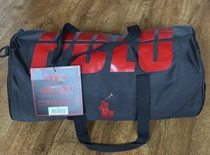 Ralph Lauren POLO Bolso de Lona Fin de Semana Gimnasio Logo Poni Rojo Negro - Imagen 1 de 5
