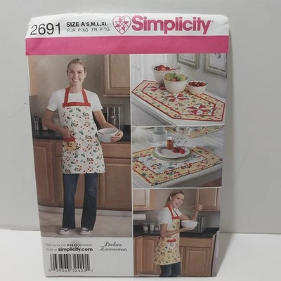SIMPLICITY 2691 Zimmerman Sewing Pattern APRON PLACEMATS  S M L XL Uncut 2009 - Image 1 of 4
