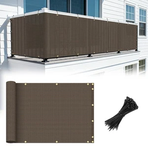 3FT Brown Deck Privacy Fence Screen with Zip-Ties Mesh Cloth for Backyard Patio - Picture 1 of 13