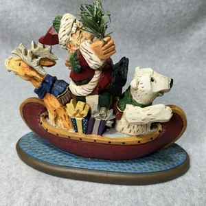 David Frykman ~ SANTA IN CANOE POLAR BEAR & REINDEER ~ w/Box 1999 DF 1133 - Picture 1 of 6