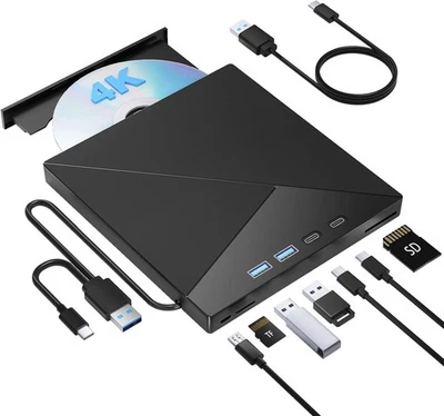 7 in 1 External Blu Ray Drive, 4k Blu Ray Burner with USB 3.0 Type-C Portable Bl - Image 1 of 4