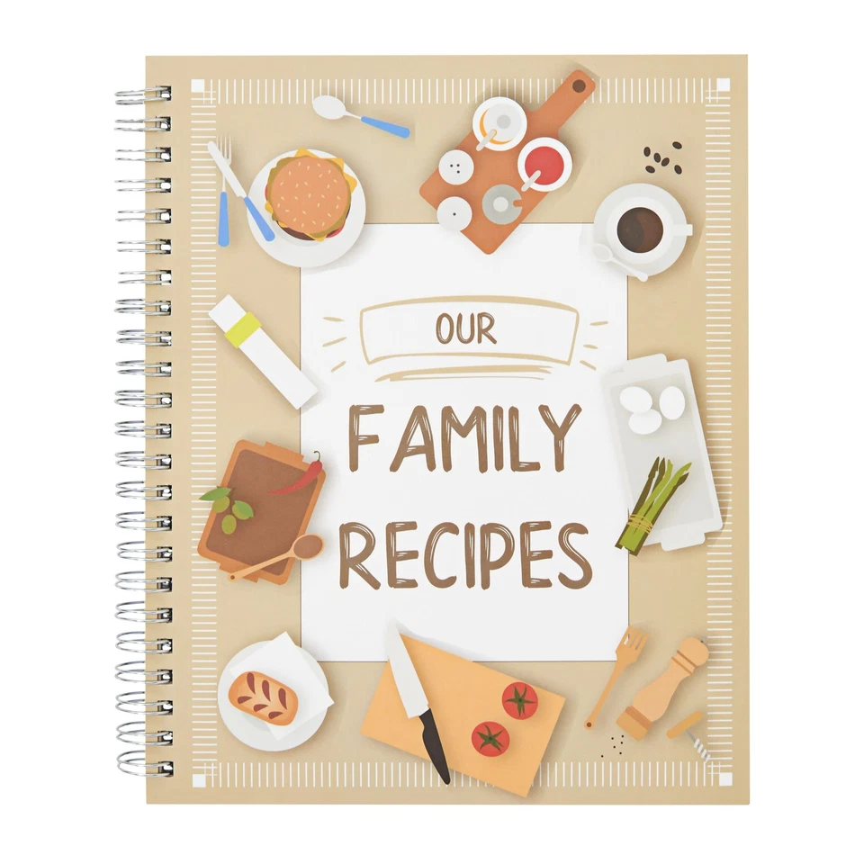 Family Recipe Book to Write In Spiral Bound Make Your Own Cookbook, Blank Inside - Image 1 of 4