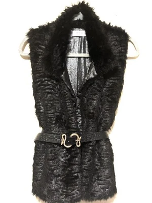 Nuevo, LOLA & SOPHIE Mujer Chaleco de Piel Sintética en Negro Lujo Sedoso Ropa de Noche Talla M Foto 1 de 4