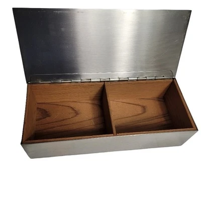 Vintage Heintz Smith Storage Box Metal Art Co Silver Wood Trinket Collectible - Image 1 of 4