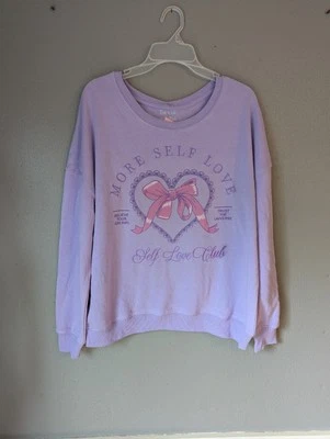 Sudadera para mujer Zoe+Liv pulóver púrpura amor propio bordada L Foto 1 de 4