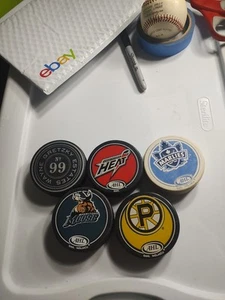 Lot Of 5 Vintage AHL Souvenir Pucks Pre Owned And Free Shipping - Picture 1 of 9