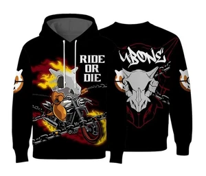 Cubone Hoodie, Ride or Die Skull Hoodie, Anime Graphic Sweatshirt - Picture 1 of 3