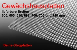 Doppelstegplatten 4-10 mm klar div. Breiten Länge 1250 mm Gewächshaus - Bild 1 von 6