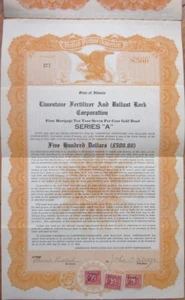 Goldanleihe 1922 mit Umsatzmarke - Kalksteindünger & Ballastgestein Corporation - Bild 1 von 1