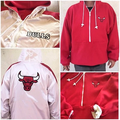 芝加哥公牛队复古 NBA 锐步双面连帽套衫毛衣 (XXL) * 新 * — 第 1/4 张图片