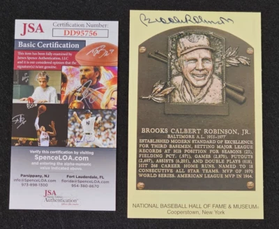 BROOKS ROBINSON Signed Hall of Fame Induction Card-Baltimore Orioles-JSA - Image 1 of 4