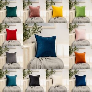 2x Velvet Cast Bed Cushion Case Solid Pillowcase Sofa Hotel