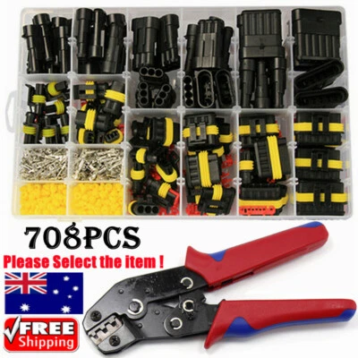 708PCS 1-6 Pin Automotive Waterproof Car Auto Electrical Wire Connector Plug Kit - image 1 of 4