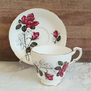Taza de café y platillo vintage Paragon rosas hueso China Inglaterra - Imagen 1 de 10