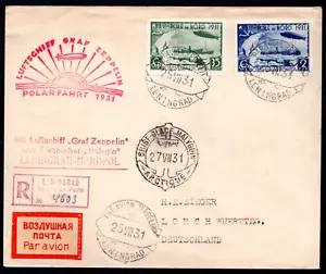 RUSSIA 1931 ZEPPELIN POLAR FLIGHT TO ARCTIC "MALYGUIN" P.O. ON ICE BREAKER - Picture 1 of 2