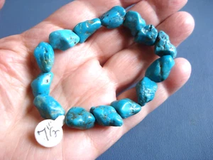 7 1/2" Stretch Magic EASY ON No Clasp Natural Turquoise Chunky Chips Bracelet - Picture 1 of 5