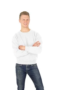 White CottonMill 100% Cotton Mens Pullover Crew Neck Sweatshirt - Made in Canada - Picture 1 of 1