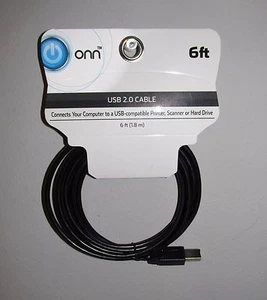 ONN USB 2.0 Cable (6 Ft Length) BRAND NEW UNOPENED - Picture 1 of 2