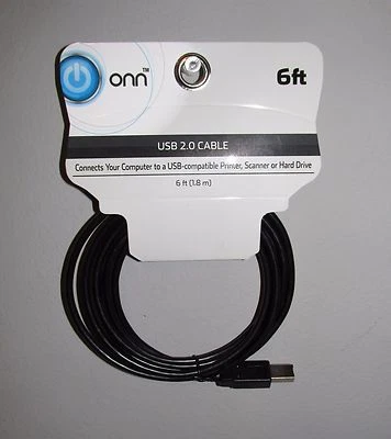 ONN USB 2.0 Cable (6 Ft Length) BRAND NEW UNOPENED - Image 1 of 2