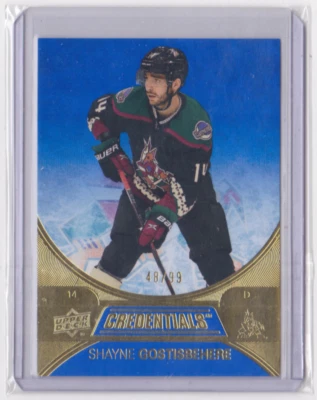 2021-22 UD CREDENTIALS BLUE BASE PARALLEL 48/99 SHAYNE GOSTISBEHERE #24 COYOTES - Image 1 of 2