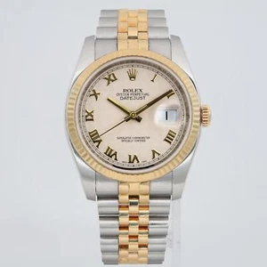 Reloj Rolex Datejust 36 oro amarillo 18k acero marfil esfera piramidal 116233 - Imagen 1 de 5