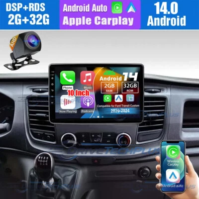 10" Android 14 Car Stereo Radio GPS Navi BT FM for Ford Transit Custom 2020-2024 Foto 1 de 4