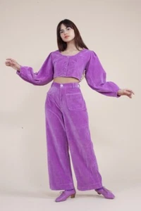 Samantha Pleet Realm Pants + Top Blouse Set Outfit Violet Size 18 XXXL - Picture 1 of 8