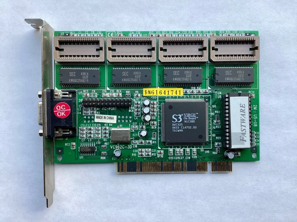 S3 VIRGE ON BOARD N1C3BD 2MB PCI VGA GRAPHICS CARD - Image 1 of 1
