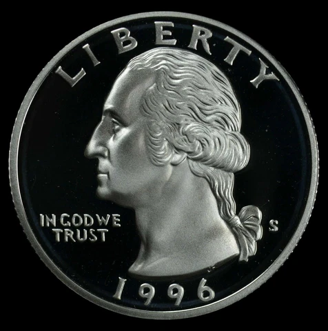 1996 S Washington Quarter Gem Deep Cameo Clad PROOF US Mint Coin Cover