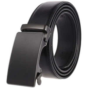 Fashion Men's Cowskin Leather Belt Black Automatic Buckle Waist Strap Gift Jeans - Bild 1 von 10