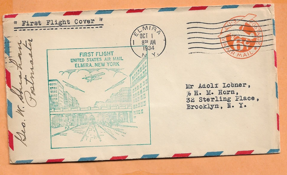 FIRST FLIGHT ELMIRA NY OCT 1,1934 20E25 - Image 1 of 1