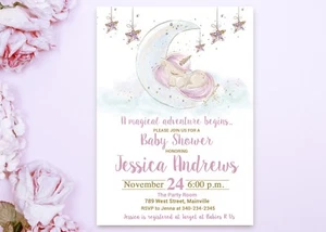 Unicorn Baby Shower Invitation, Invitation, Unicorn, Baby Unicorn, Baby Shower - Picture 1 of 2