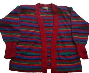Cárdigan D'Allpaq Frente Abierto Rayas Multicolor Alpaca Suéter Para Mujer Grande - Imagen 1 de 9
