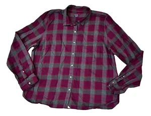 UNTUCKit Women's Size 16 Maroon Gray Plaid Button Up Shirt Averna 100% Cotton - Picture 1 of 5