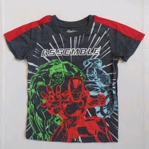 Little Boys Marvel Avengers Short Sleeve Shirt Size 5 Lot Of 3 Shirts - Picture 1 of 7