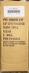 Midwest Heat Activated Shrink Film 75 Gauge PVC Clear 500' x 12" 5ZZ34 - Picture 1 of 3