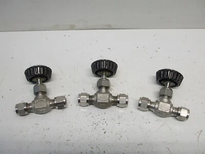 3 Gyrolok Hoke 5000 PSI 3712G4Y Bolted Forged Body Needle Valve 1/4" O.D. Valve