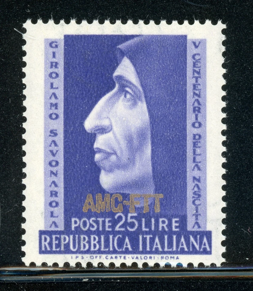 AMG-FTT Trieste MNH: Scott #153 25l Girolamo SAVONAROLA CV$4+ - Image 1 of 1