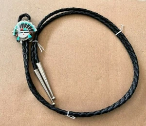 Vintage Navajo Native American Bolo Tie Sunface Sterling Silver - Bild 1 von 9