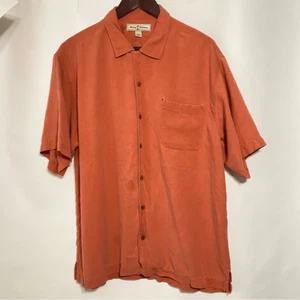 Tommy Bahama Para Hombres Seda Naranja Manga Corta Informal Camisa Abotonada Talla Grande - Imagen 1 de 6