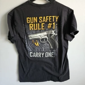 Buck Wear Gun Safety Rule #1 Carry One Size Medium Gray Short Sleeve Shirt - Picture 1 of 7