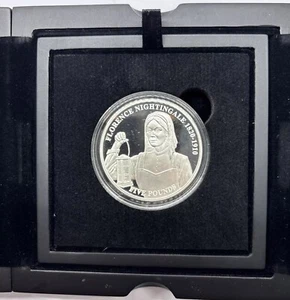 Moneda de cinco libras de prueba de plata Bailiwick of Guernsey Florence Nightingale 2020 - Imagen 1 de 17