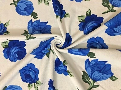 Tela Liverpool-Rosas azules marfil-LVPR333-Vendido por yarda Foto 1 de 4